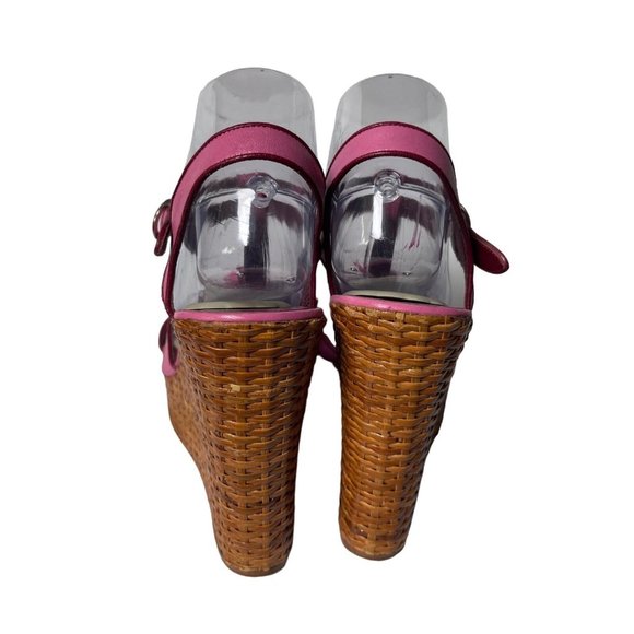 Anthropologie Cacharel Italy Platform Wedges Sandals Pink Leather Sz EUR 40 US 9 - Picture 4 of 7